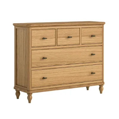 Waxed Oak 3 Over 2 Chest of Drawers