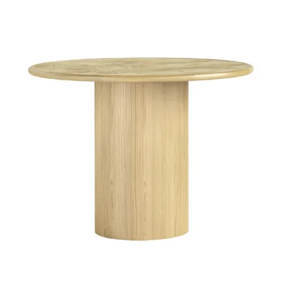 Light Wood 100cm Small Round Dining Table Pedestal Base