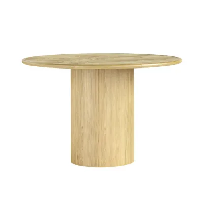 Light Wood Burl 120cm Small Round Dining Table Pedestal Base