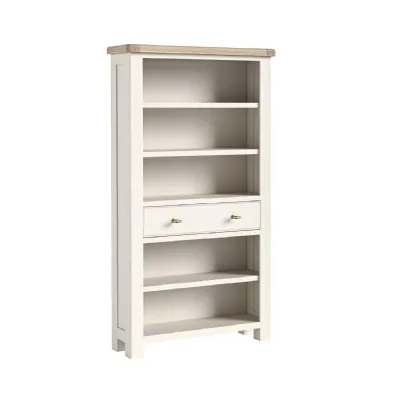 Coconut Milk Wood 1 Drawer Large Open Bookcase Oak Top