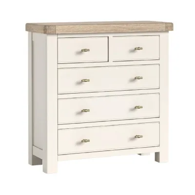Coconut Milk Wood 2 Over 3 Chest of Drawers Oak Top