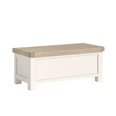 Coconut Milk Wood Blanket Box with Oak Top and Lift Lid