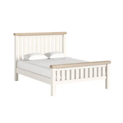 Coconut Milk Wood 5ft King Size Slatted Bed Oak Top