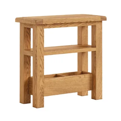 Rustic Oak Sofa Side Table with Shelf
