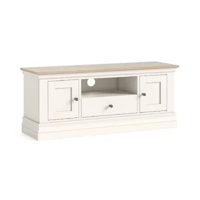 Coconut Milk Wood 2 Door 1 Drawer TV Media Unit Oak Top