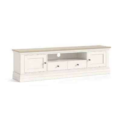 Coconut Milk Wood 2 Door 2 Drawer TV Media Unit Oak Top