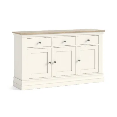 Coconut Milk Wood 3 Door 3 Drawer Sideboard Oak Top