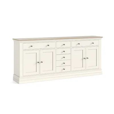Coconut Milk Wood 4 Door 7 Drawer Extra Wide Sideboard