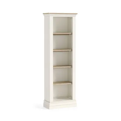 Coconut Milk Wood Slim Open Bookcase Oak Top