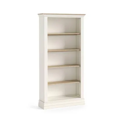 Coconut Milk Wood Large Open Bookcase Oak Top