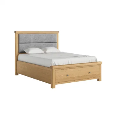 Wooden King Size Storage Bed Grey Headboard with Cushion