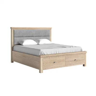 Wash Oak Super King Size Bed Grey Headboard with Cushion