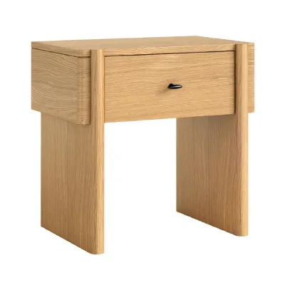 Natural Wood Lamp Table with Drawer