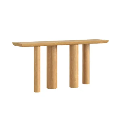 Lacquered Oak Large Console Table Pillar Legs