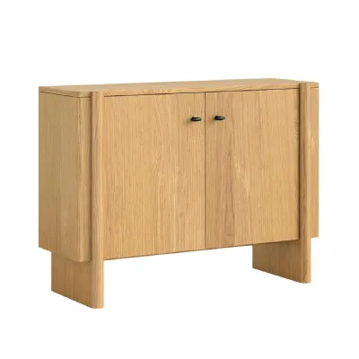 Lacquered Oak 2 Door Small Sideboard Panel Legs