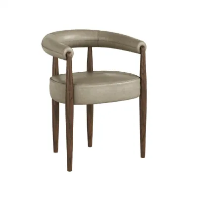 Pebble Grey Leather Effect Curved Back Dining Chair