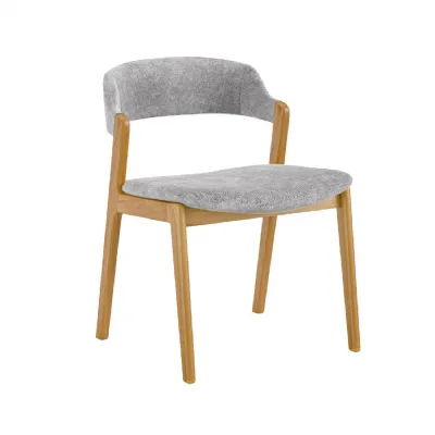 Light Grey Fabric Dining Chair Hardwood Frame