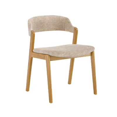Silver Mink Upholstered Dining Chair Oak Wooden Framed