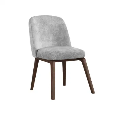 Light Grey Upholstered Dining Chair Dark Wood Framed