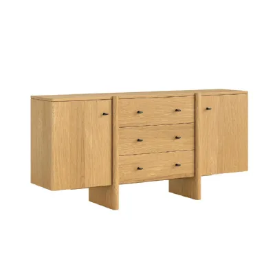 Lacquered Oak 2 Door 3 Drawer Large Sideboard