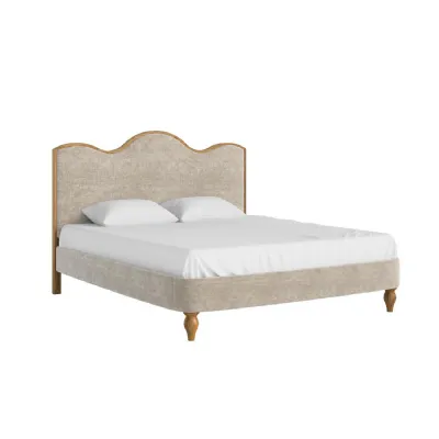 Oatmeal Fabric 6ft Super King Size Bed Sculpted Headboard