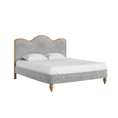 Grey Fabric 6ft Super King Size Bed Sculpted Headboard