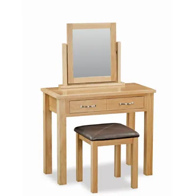 Oak 2 Drawer Compact Dressing Table Set