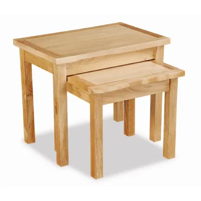 Natural Wood Nest of 2 Side Lamp Tables