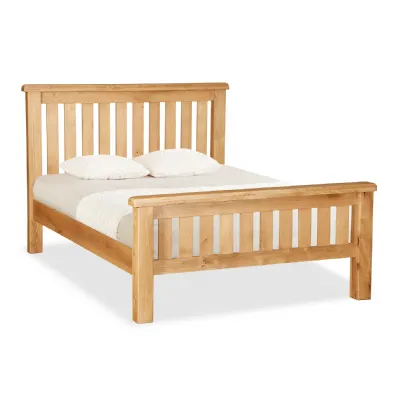 Rustic Oak 6ft Super King Size Slatted Bed with Footboard