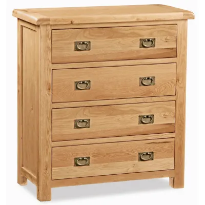 Rustic Waxed Oak Chest of 4 Drawers
