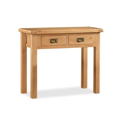 Rustic Waxed Oak 2 Drawer Dressing Table
