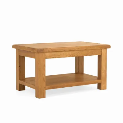 Rustic Oak Coffee Table with Shelf