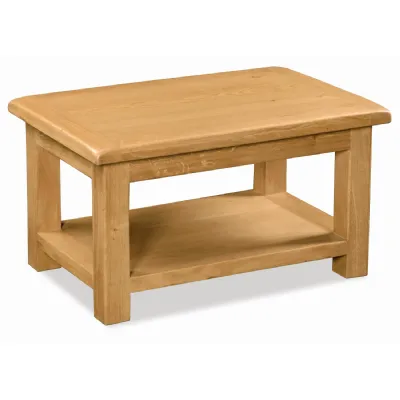 Rustic Oak Large Coffee Table with Shelf