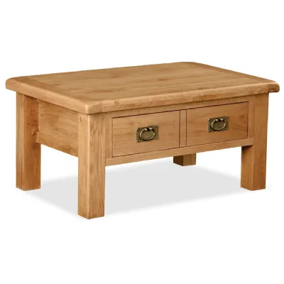 Rustic Oak 2 Drawer Small Coffee Table