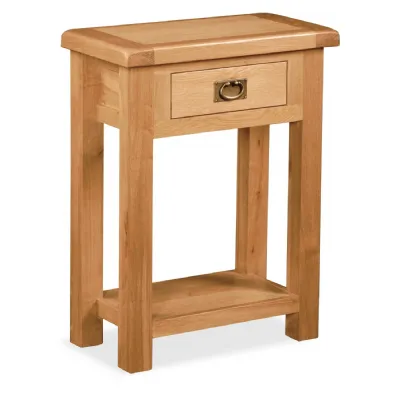 Rustic Oak 1 Drawer Telephone Table with Lower Shelf