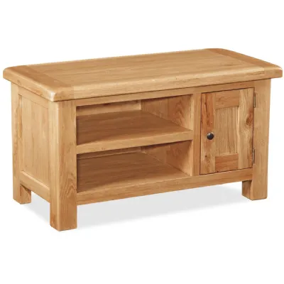 Rustic Oak 1 Door TV Media Entertainment Unit Curved Edges