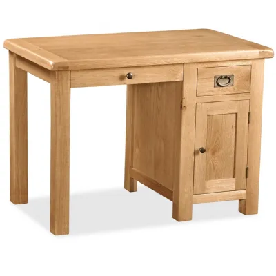 Rustic Waxed Oak 1 Door 2 Drawer Single Desk