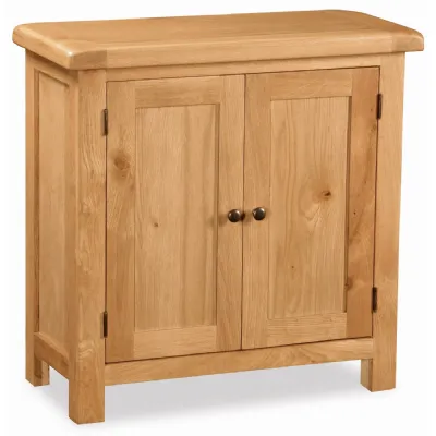 Rustic Oak 2 Door Mini Cupboard Curved Edges