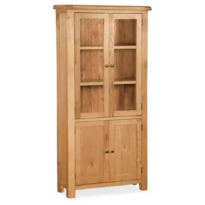 Light Wood 4 Door Tall Glazed Display Cabinet