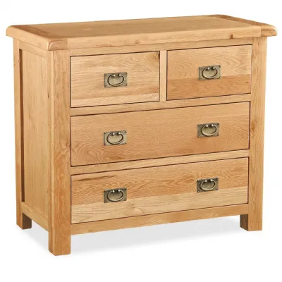 Rustic Oak 2 Over 2 Small Chest of Drawers