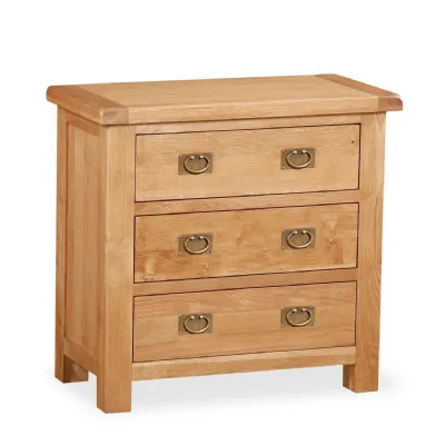 Rustic Oak Small Chest of 3 Drawers