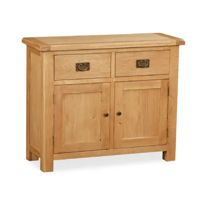 Oak 2 Door 2 Drawer Small Sideboard Curved Edges