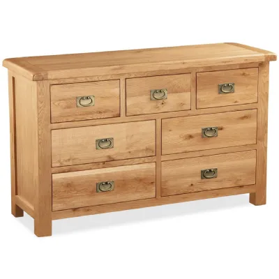 Waxed Oak Wide 3 Over 4 Chest of Drawers