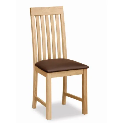 Natural Wood Vertical Slatted Dining Chair Brown Seat