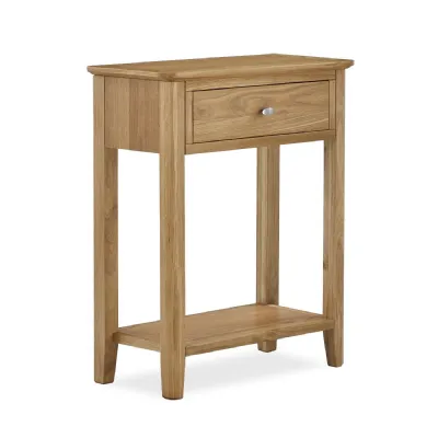 Lacquered Oak 1 Drawer Telephone Table Lower Shelf