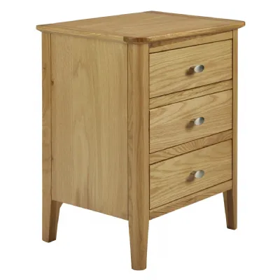 Lacquered Oak 3 Drawer Bedside Table
