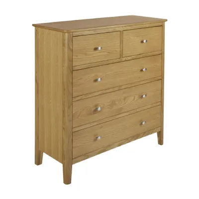 Lacquered Oak 2 Over 3 Chest of Drawers Shaker Legs