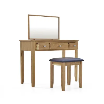 Lacquered Oak 3 Drawer Dressing Table Set
