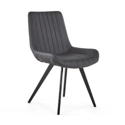 Grey Fabric Upholstered Dining Chair Metal Legs