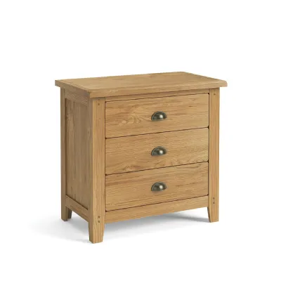 Rustic Waxed Oak Small Chest of 3 Drawers Shaker Legs